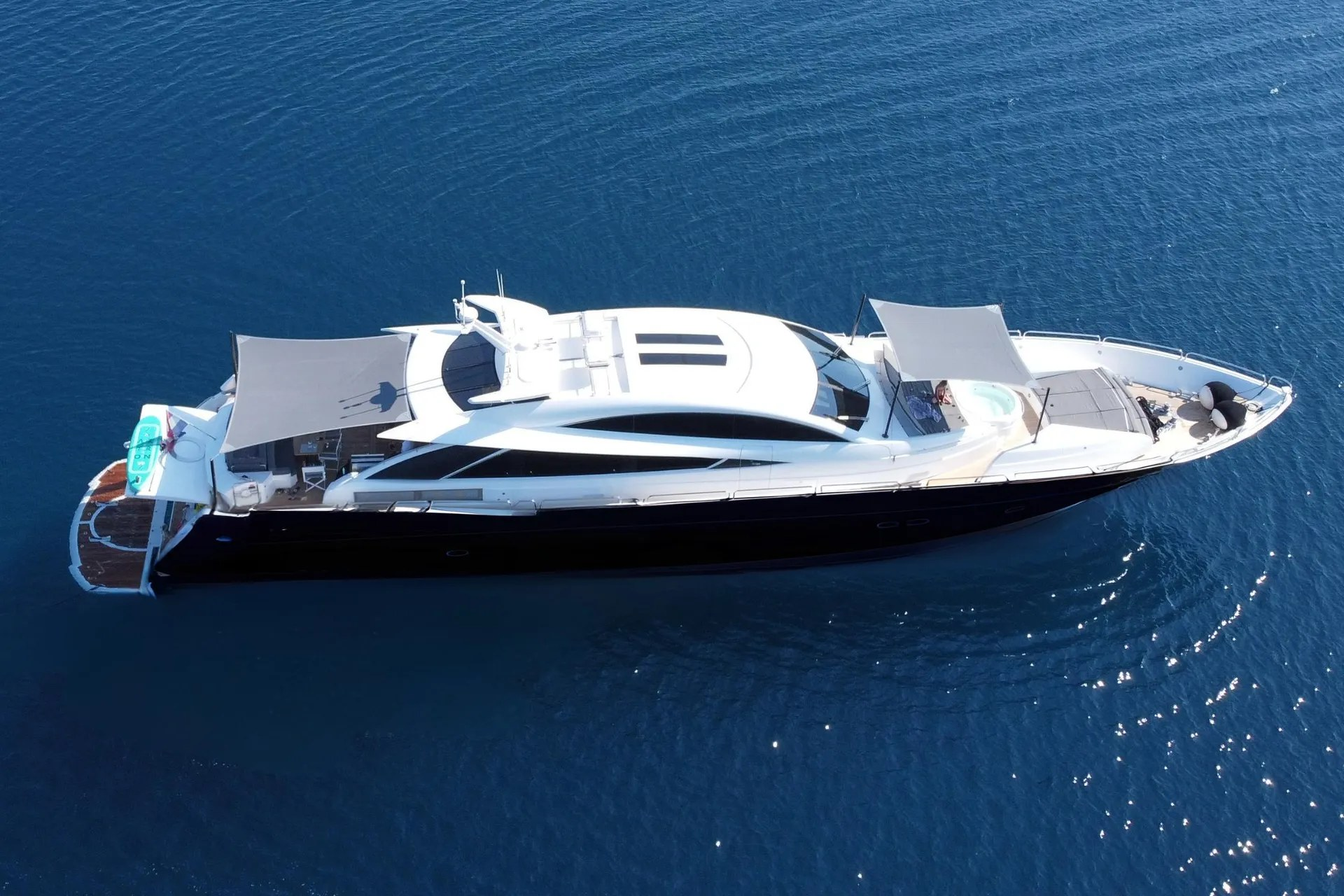 108ft Sunseeker Predator yacht charter Coconut Grove – aerial view