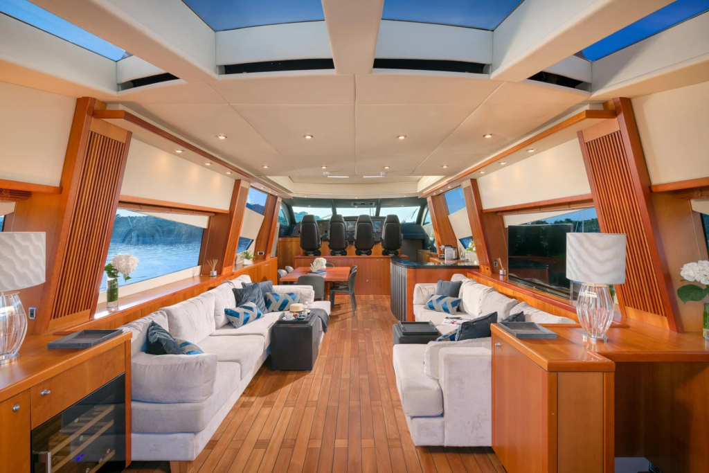 108ft Sunseeker Predator yacht charter Coconut Grove – main salon