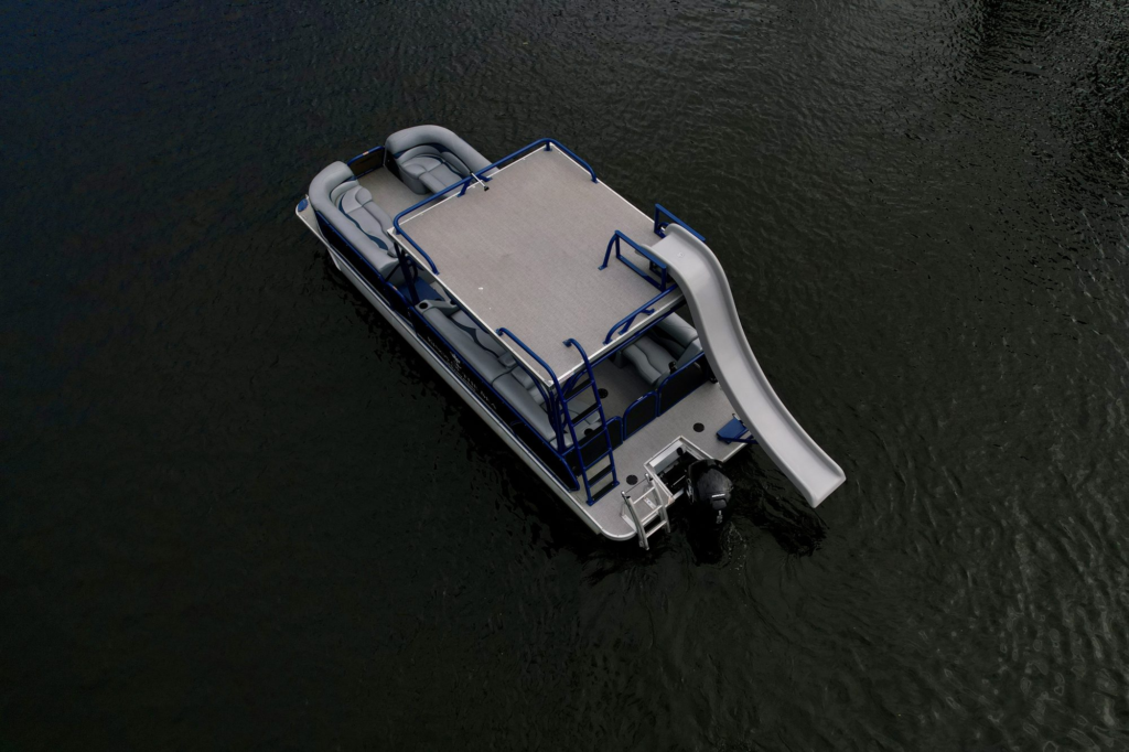 30ft pontoon boat charter Coconut Grove – top-down aerial view