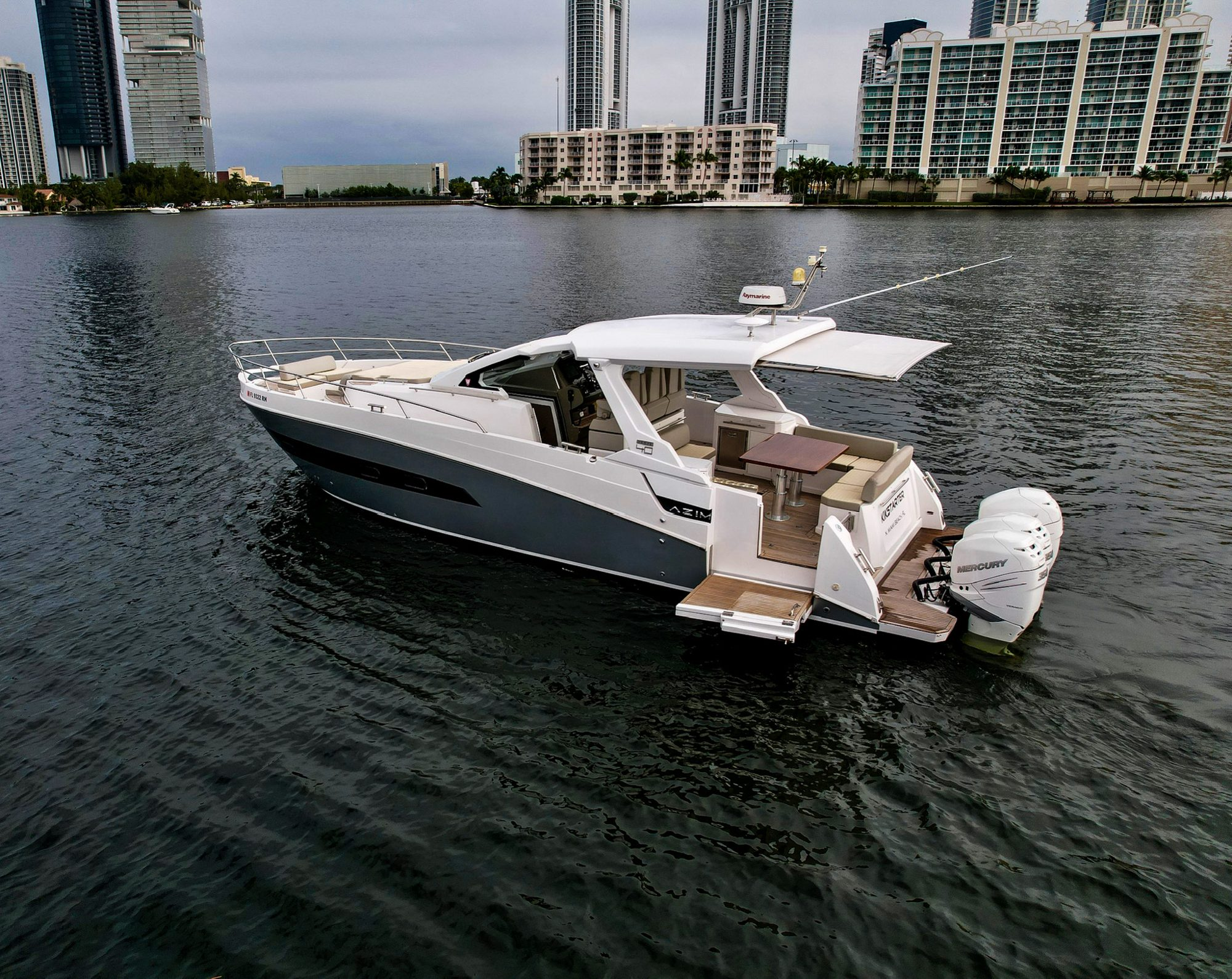 42ft Azimut Verve yacht charter Coconut Grove – three-quarter view