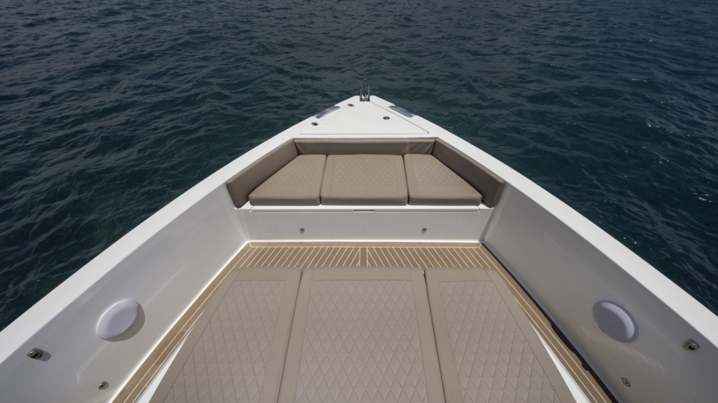 42ft De Antonio D42 yacht charter Coconut Grove – bow lounge