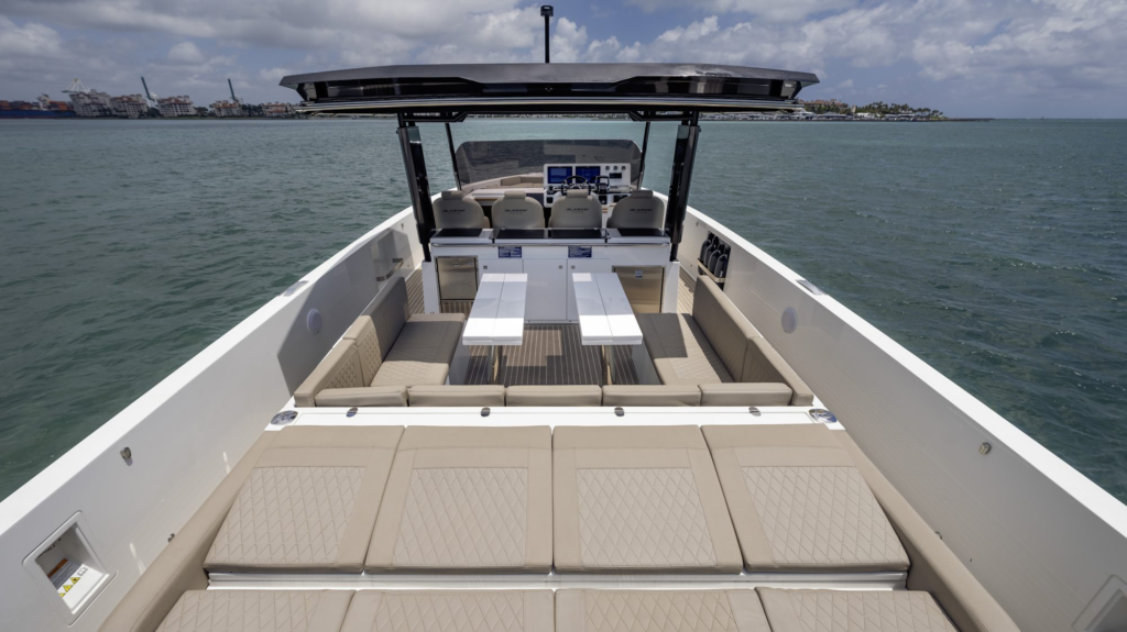 42ft De Antonio D42 yacht charter Coconut Grove – cockpit from the bow
