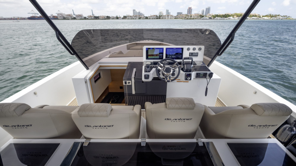 42ft De Antonio D42 yacht charter Coconut Grove – helm and cockpit