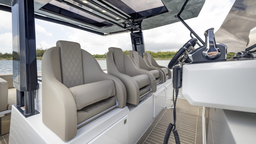 42ft De Antonio D42 yacht charter Coconut Grove – helm station