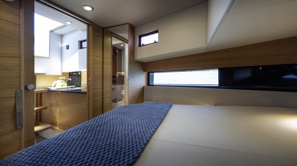 42ft De Antonio D42 yacht charter Coconut Grove – stern cabin with hull windows