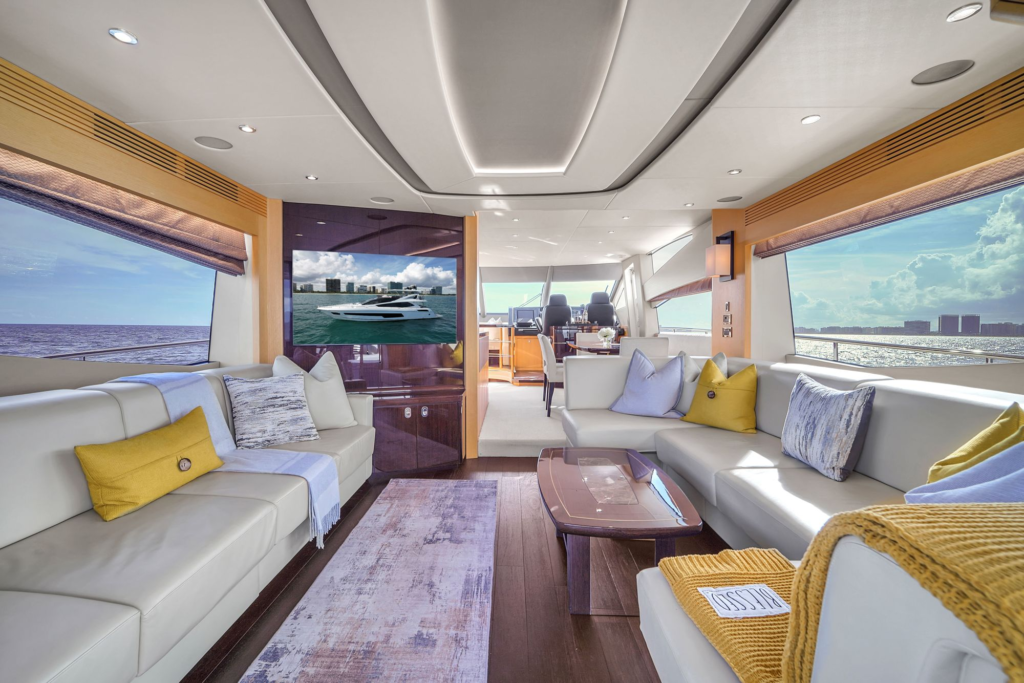 75ft Sunseeker yacht charter Marina Palms – main salon
