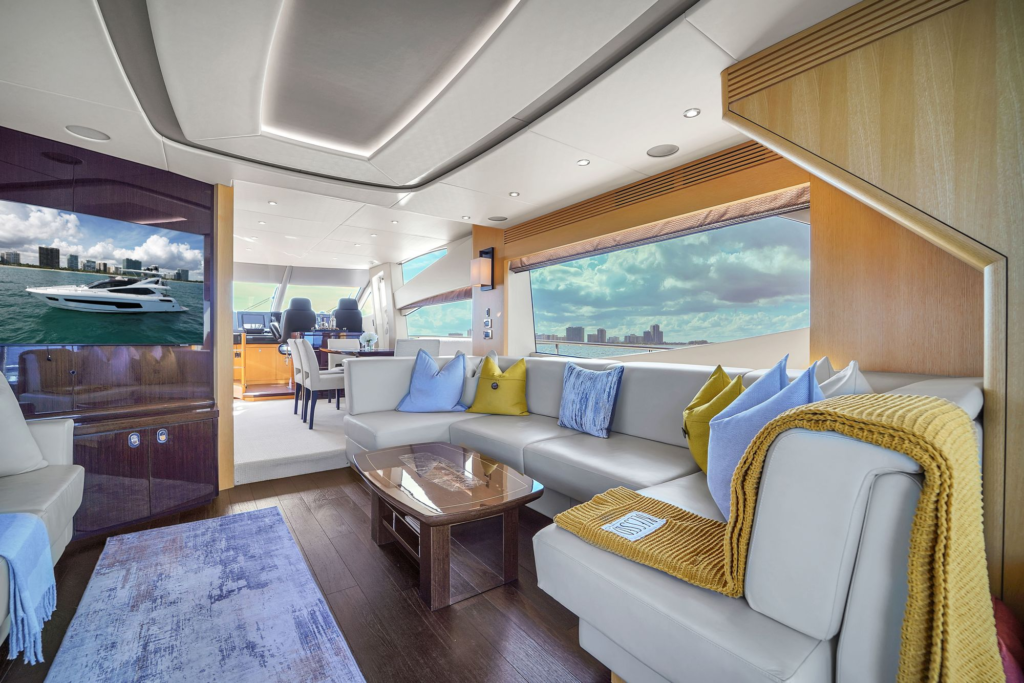 75ft Sunseeker yacht charter Marina Palms – main salon