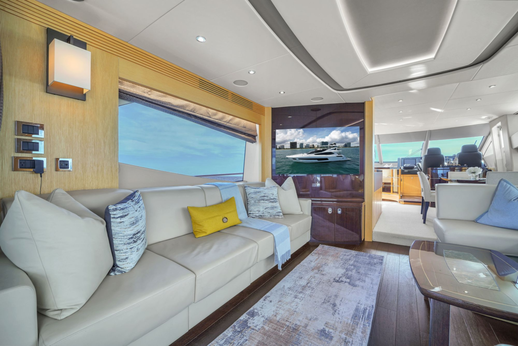 75ft Sunseeker yacht charter Marina Palms – main salon