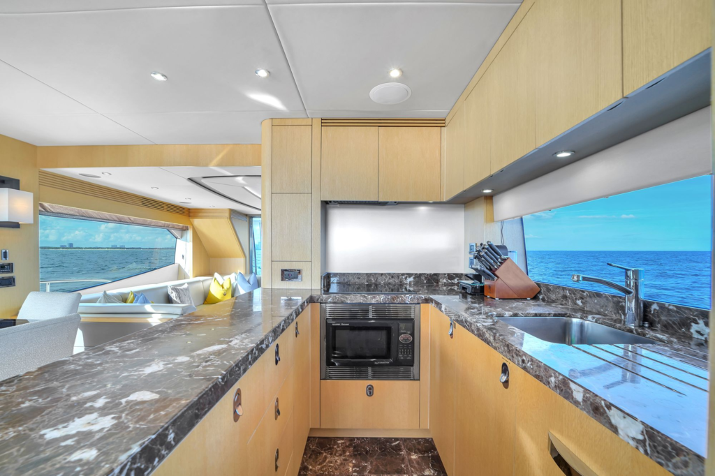 75ft Sunseeker yacht charter Marina Palms – galley