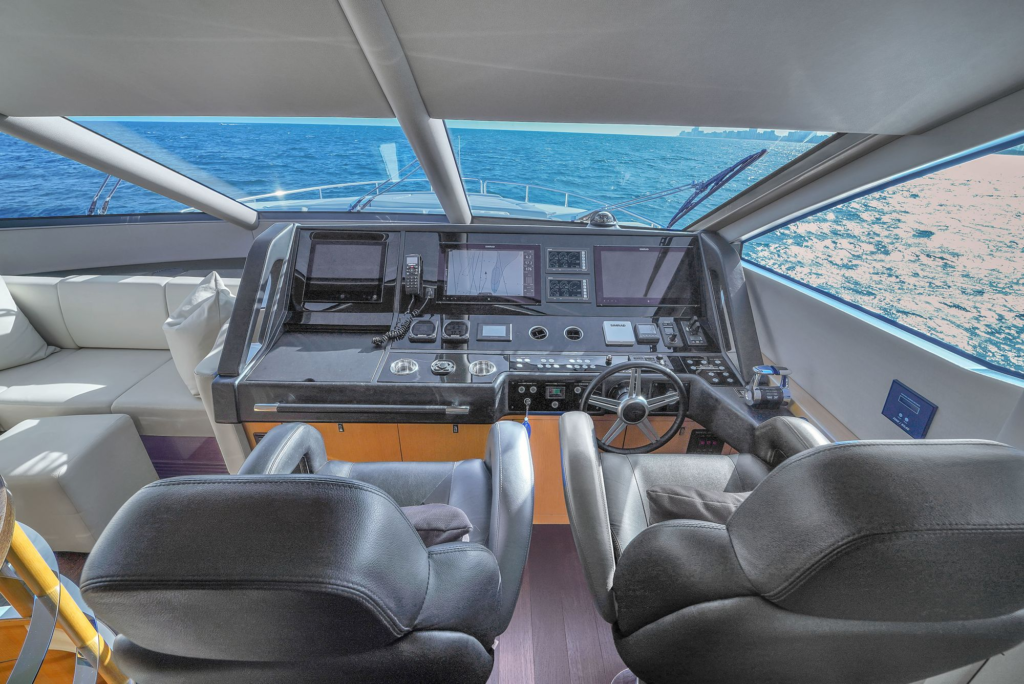 75ft Sunseeker yacht charter Marina Palms – lower helm