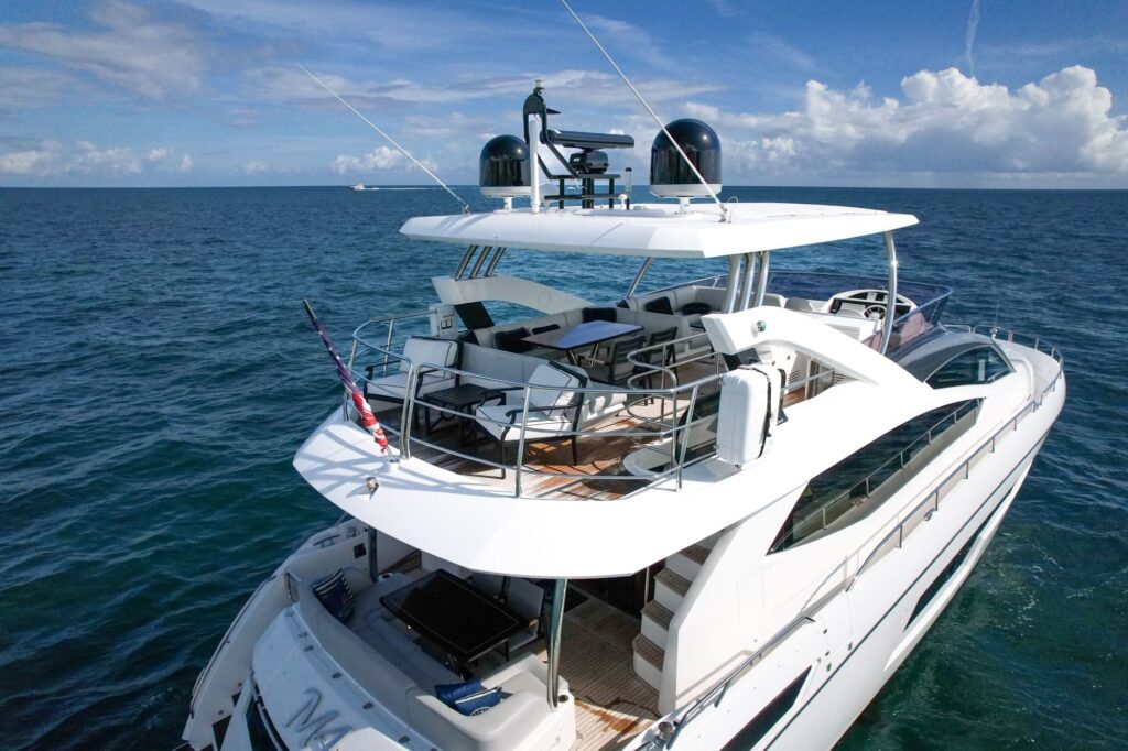 75ft Sunseeker yacht charter Marina Palms – flybridge aft deck