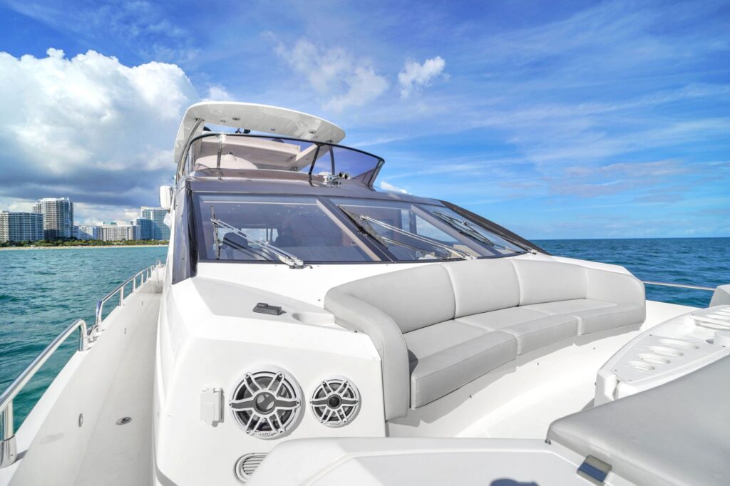 75ft Sunseeker yacht charter Marina Palms – bow seating