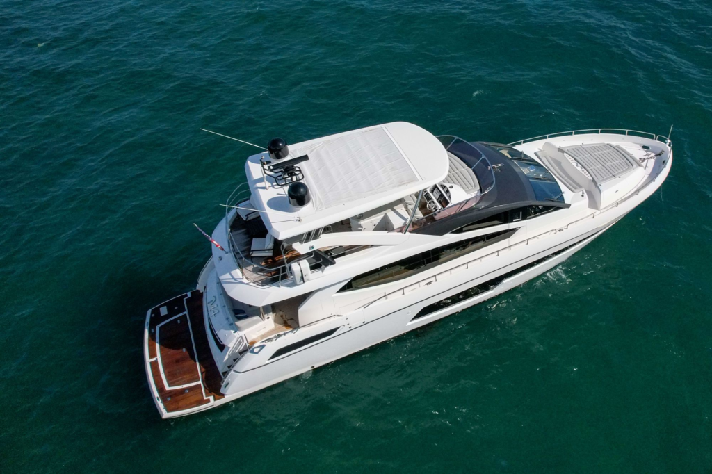 75ft Sunseeker yacht charter Marina Palms – aerial view