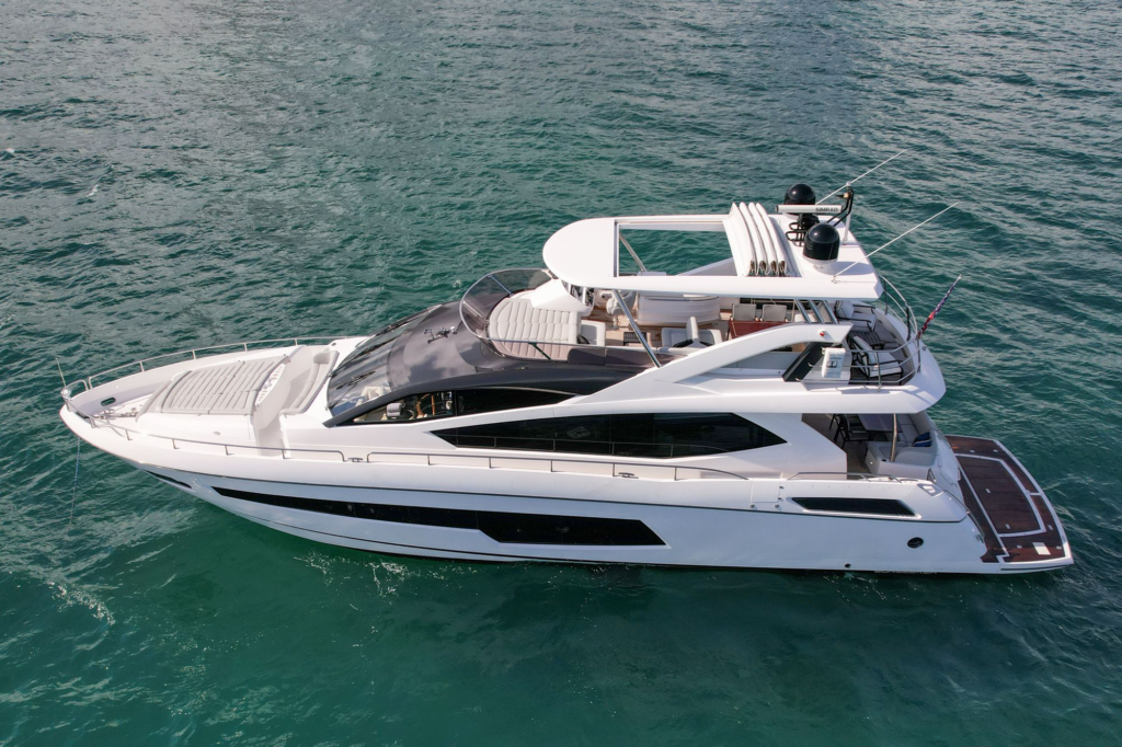 75ft Sunseeker yacht charter Marina Palms – aerial view