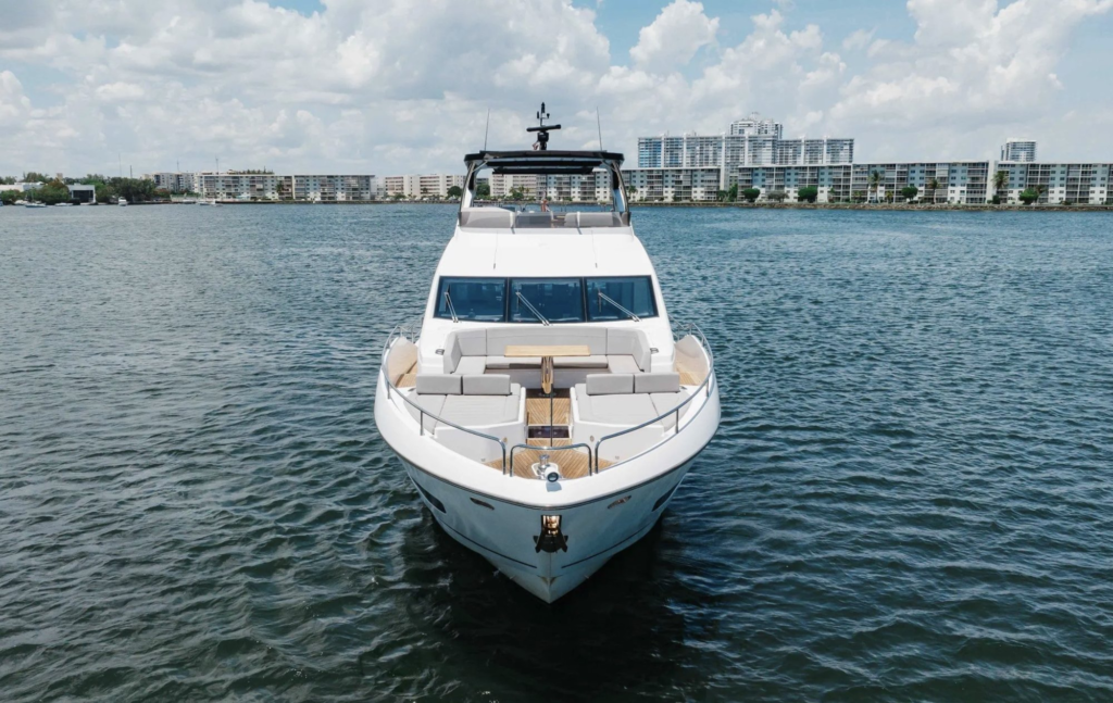 76ft Sunseeker yacht charter Miami – bow aerial