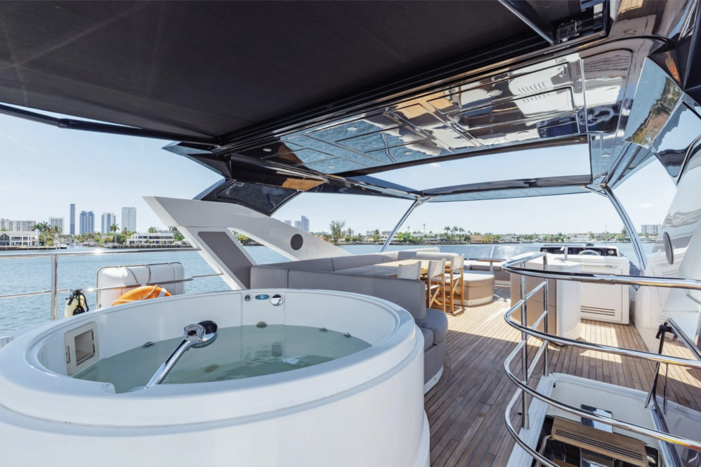 76ft Sunseeker yacht charter Miami – flybridge spa tub
