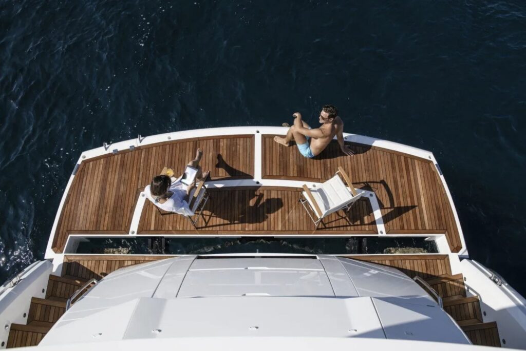 76ft Sunseeker yacht charter Miami – foredeck sunbathing