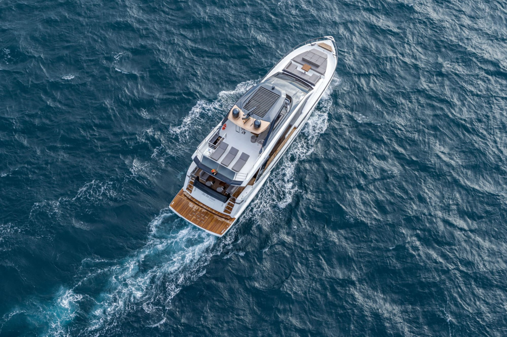 85ft Astondoa yacht charter Coconut Grove – aerial view underway