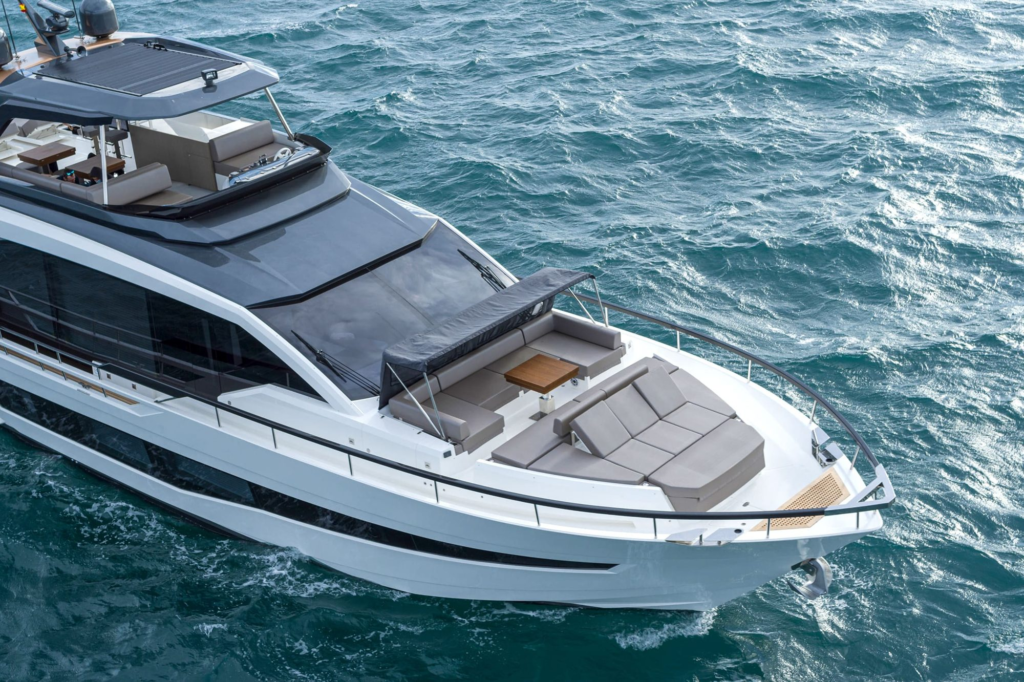 85ft Astondoa yacht charter Coconut Grove – flybridge and bow from above