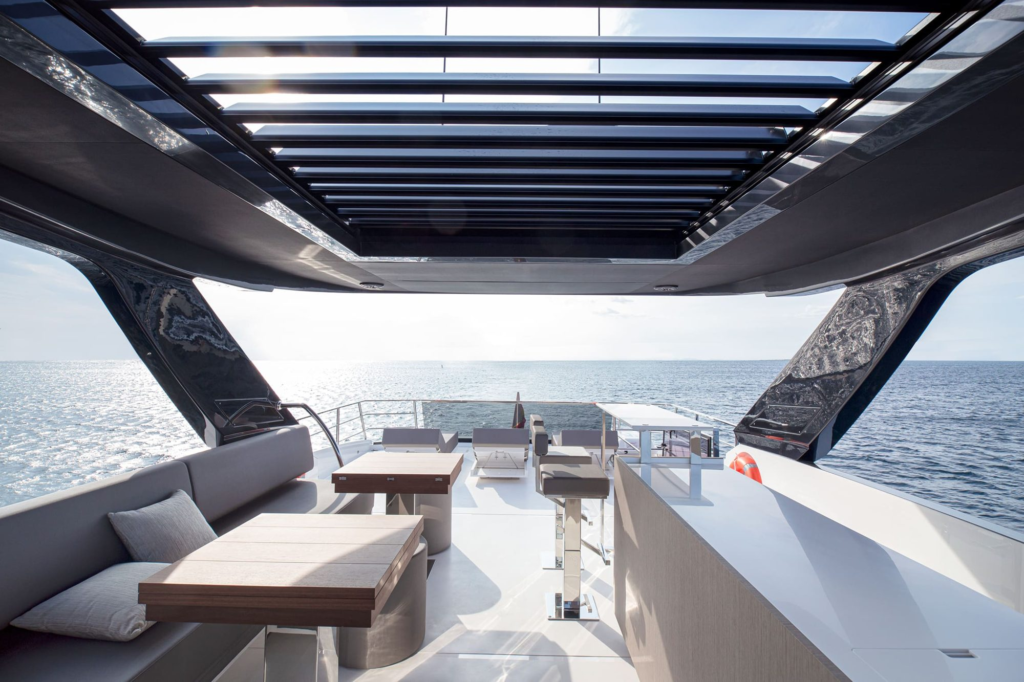 85ft Astondoa yacht charter Coconut Grove – flybridge with opening hardtop